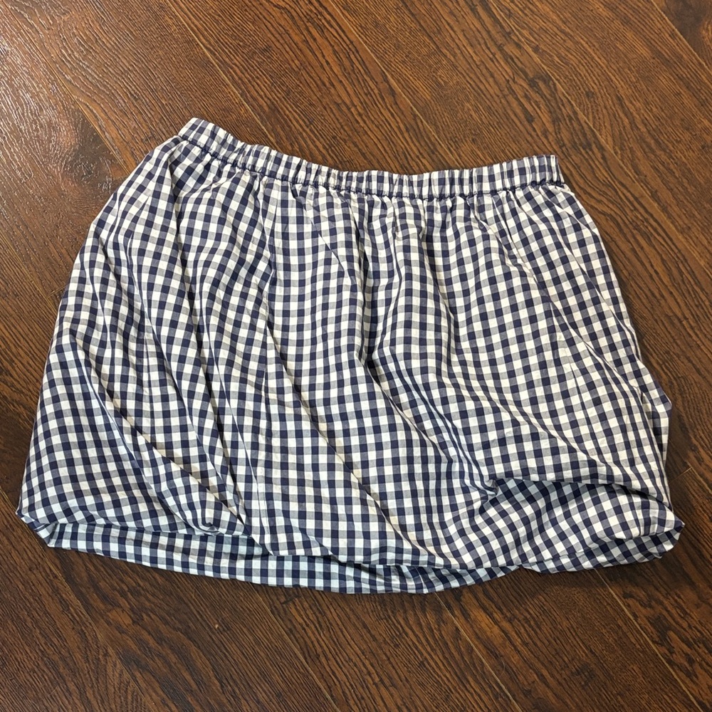 Puffy JCrew Navy Gingham Mini Skirt